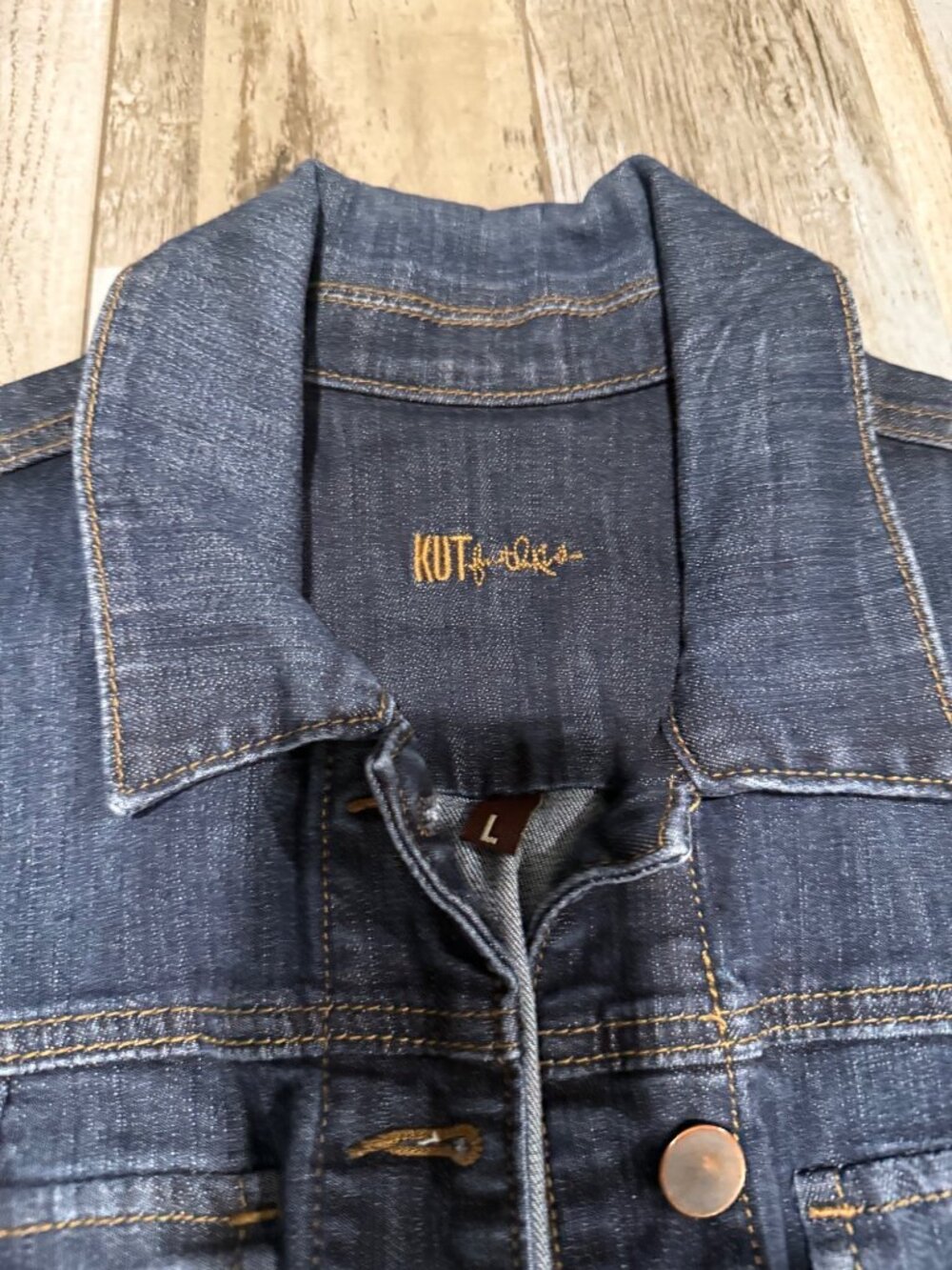 Kut From The Kloth Womens Dark Wash Denim Jacket Large Button Front Classic Styl - Picture 2 of 8